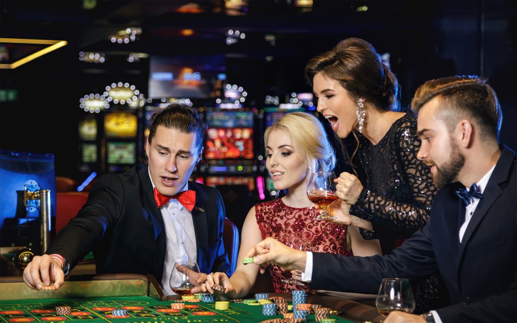 A group playing poker.