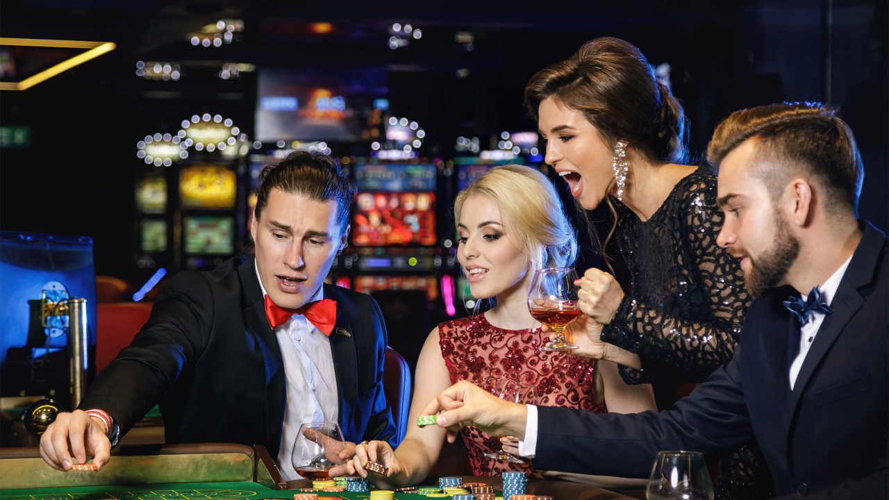 A group playing poker.